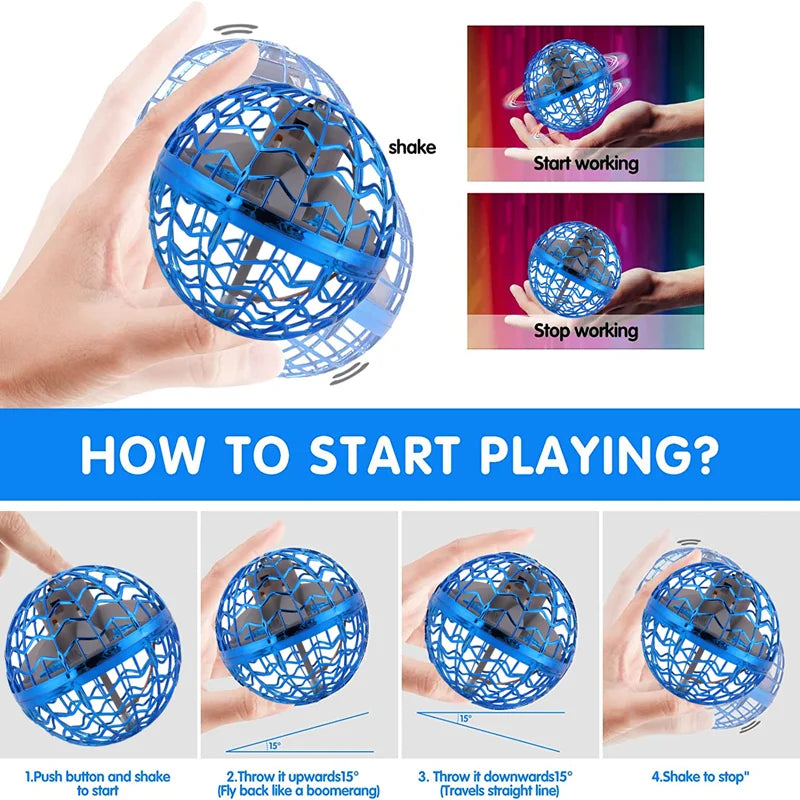 Original Product Fly Ball Hover Ball LED Light Rotating Fly Ball Toy Flying Drone Ball 2023 Indoor and Outdoor Children's Gift