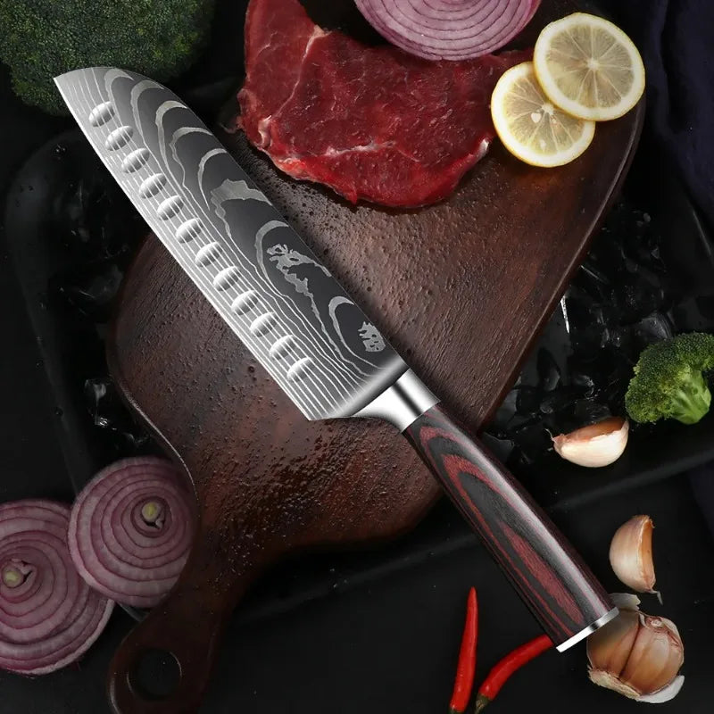 Professional Japanese Chef Knife Set High Carbon Stainless Steel Santoku Fish Boning Knife Butcher Meat Cleaver Kitchen Knvies