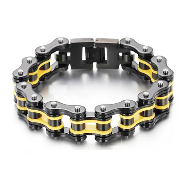 Punk Men's Orange Bicycle Bike Bracelets & Bangles Black Motorcycle Chain Bracelet Men Women Stainless Steel Biker Wrist Jewelry