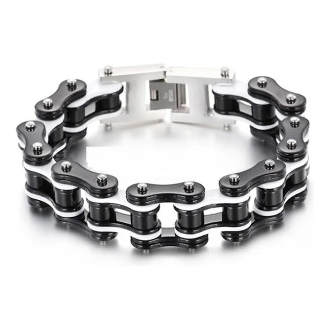 Punk Men's Orange Bicycle Bike Bracelets & Bangles Black Motorcycle Chain Bracelet Men Women Stainless Steel Biker Wrist Jewelry