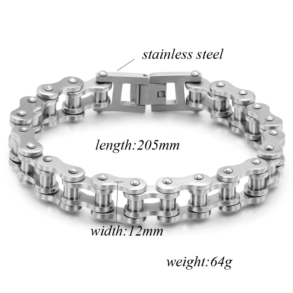 Punk Rock Biker 316L Stainless Steel Mens Bracelet Fashion Jewelry Bike Bicycle Chain Jewellery Pulsera Hombre Acero Inoxidable