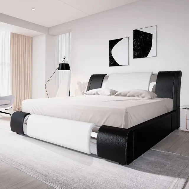 Try a different King or Queen Bed Frame covered in leather with polished steel straps