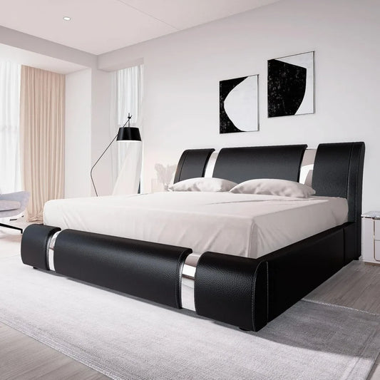 Try a different King or Queen Bed Frame covered in leather with polished steel straps