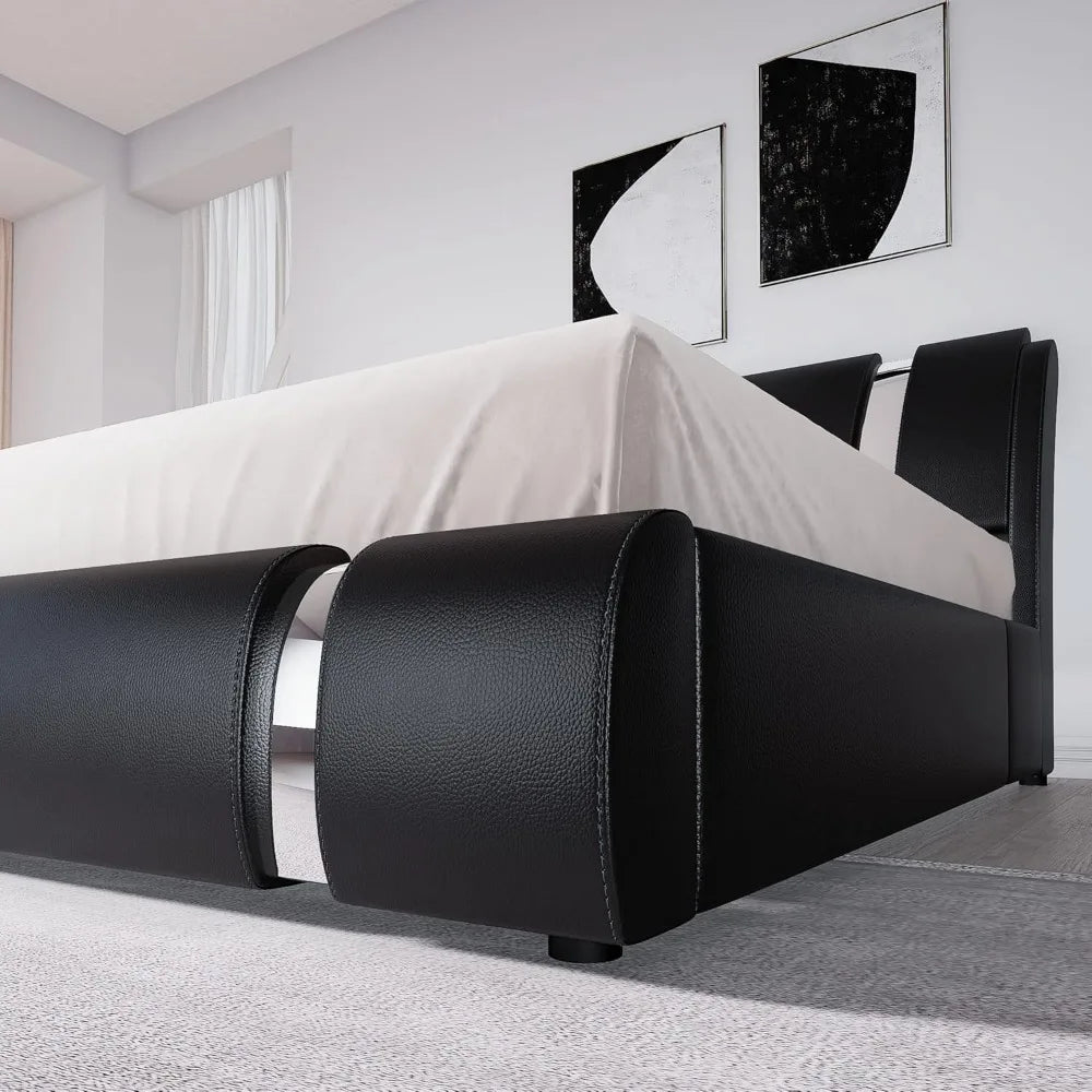 Try a different King or Queen Bed Frame covered in leather with polished steel straps