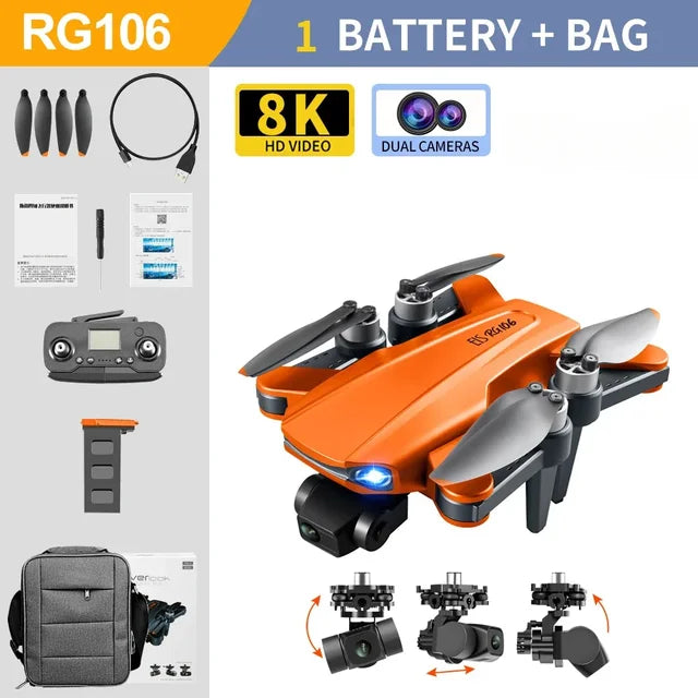 RG106 PRO Drone 8K Professional 5G GPS WIFI HD Dual Camera Dron 3 Axis Gimbal Brushless Motor Anti-shake RC Quadcopter Drones