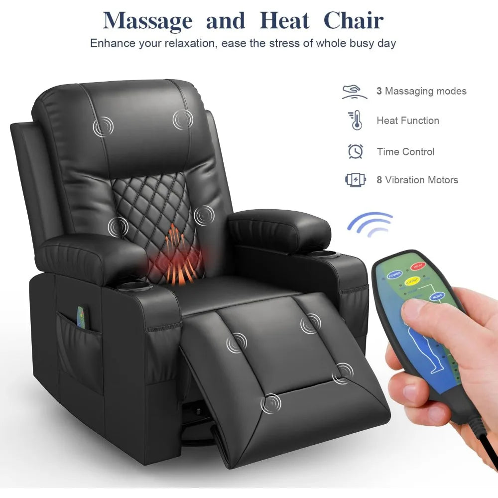 Massage Rocker with Heated Modern Ergonomic Lounge 360 Degree Swivel Single with rocking motion