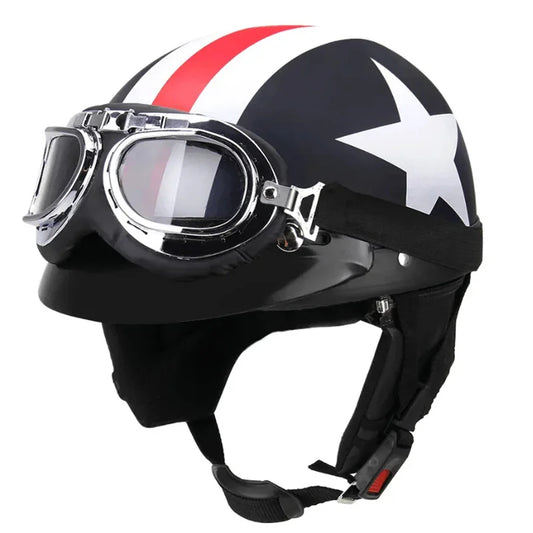 Retro Style Sunscreen  Helmet Half Helmet With Goggles For Motorcycle Electric Bike Acesssories