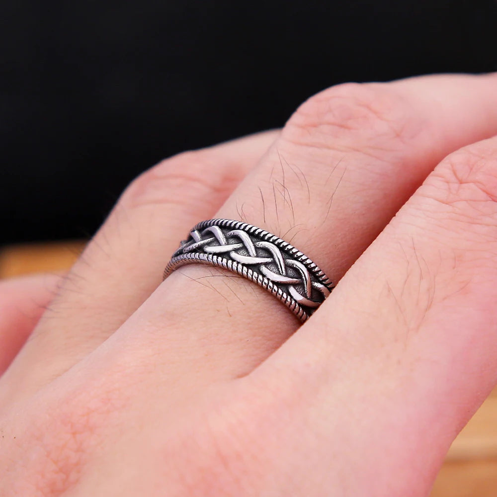 Size 5-15 Simple Celtic Knot Rings For Men Stainless Steel Nordic Viking Amulet Ring Fashion Unique Jewelry Gift Dropshipping