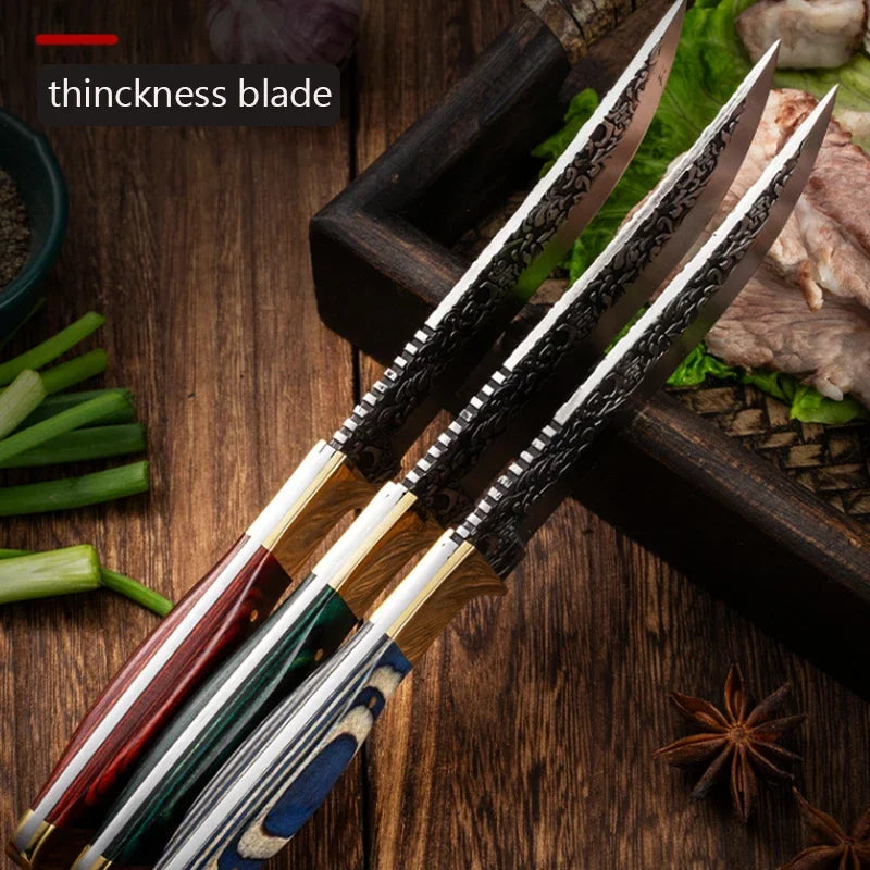 Stainless Steel Fruit Forge Knife Stainless Steel Boning Knife Handmade Meat Slicing Knife Lamb Steak Knife Kitchen Accessories