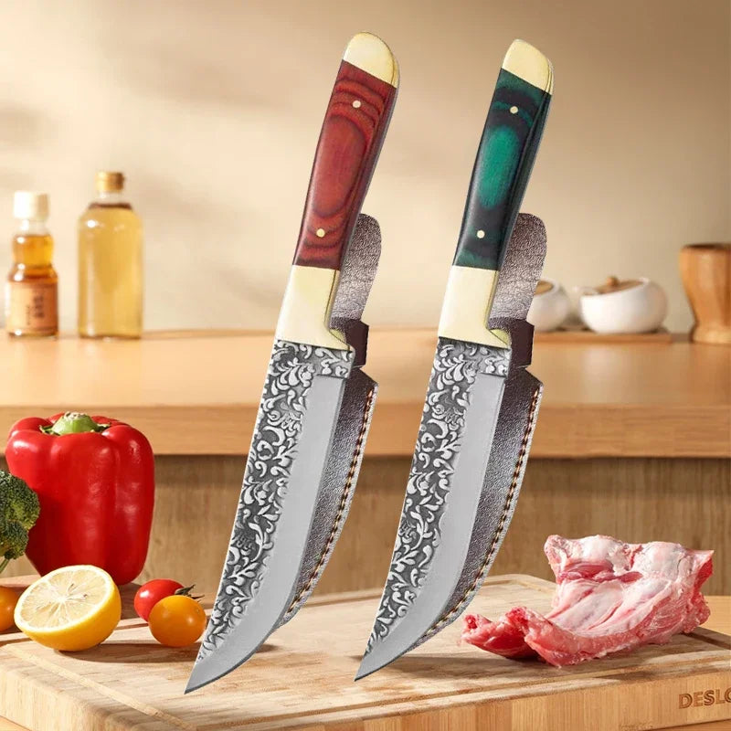 Stainless Steel Fruit Forge Knife Stainless Steel Boning Knife Handmade Meat Slicing Knife Lamb Steak Knife Kitchen Accessories