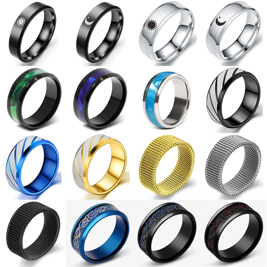 Stainless Steel Star Moon Wedding Band Black Rings For Men Free Shipping Knuckle Ring Fashion Trendy Jewelry Anillos De Hombre