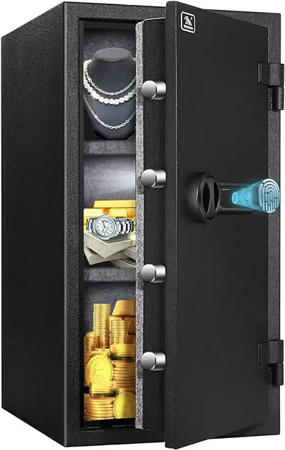 TIGERKING 3.47 Cubic Feet Fireproof Safe, with Fingerprint, Large Steel Money Digital Lock for Home