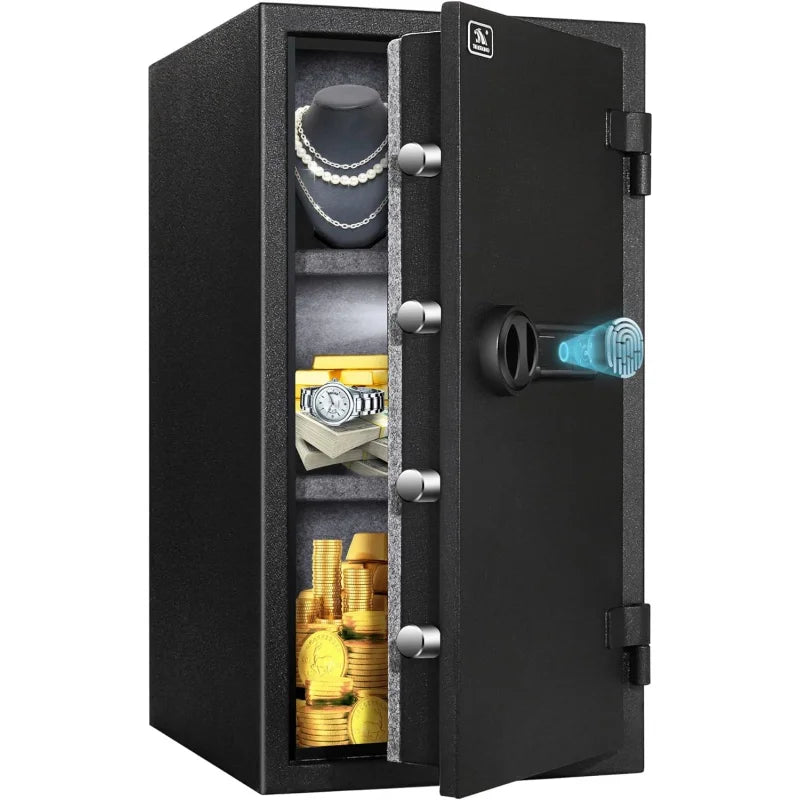 TIGERKING 3.47 Cubic Feet Fireproof Safe, with Fingerprint, Large Steel Money Digital Lock for Home