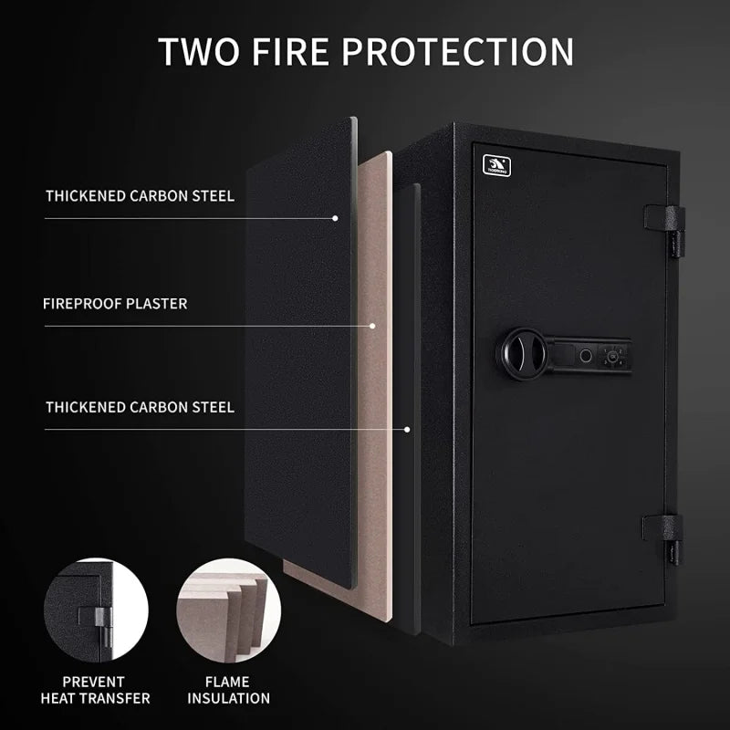 TIGERKING 3.47 Cubic Feet Fireproof Safe, with Fingerprint, Large Steel Money Digital Lock for Home