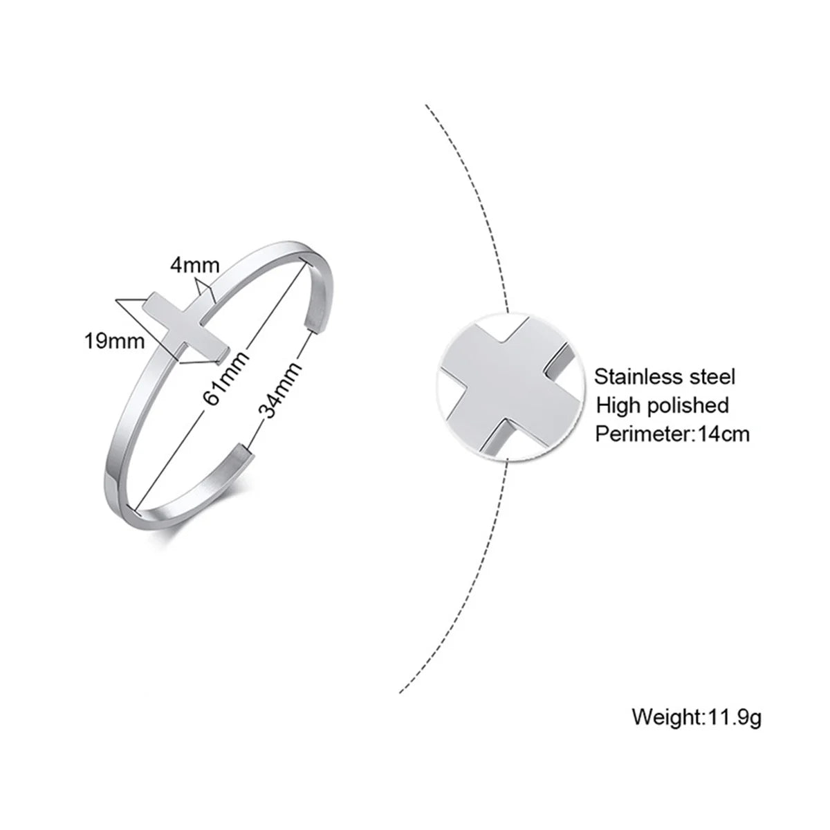 Trendy Silver Color Cross Cuff Bracelet High Quality Stainless Steel Bracelet Geometry Open Cuff  Bangle For Men Unisex Jewelry