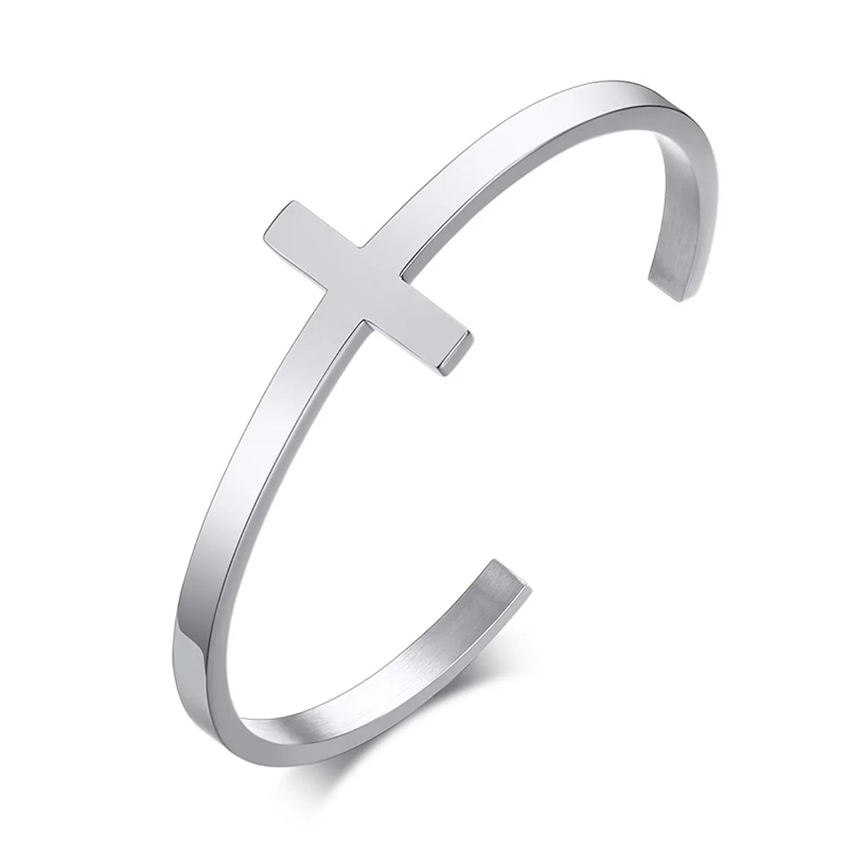 Trendy Silver Color Cross Cuff Bracelet High Quality Stainless Steel Bracelet Geometry Open Cuff  Bangle For Men Unisex Jewelry