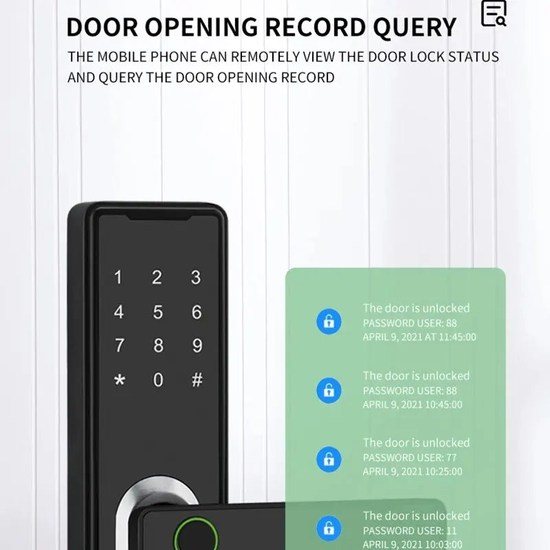 Tuya Smart Lock Bluetooth Smart Card Digital Code Fingerprint Security Door Lock Encryption Smart Life App Passward Unclock