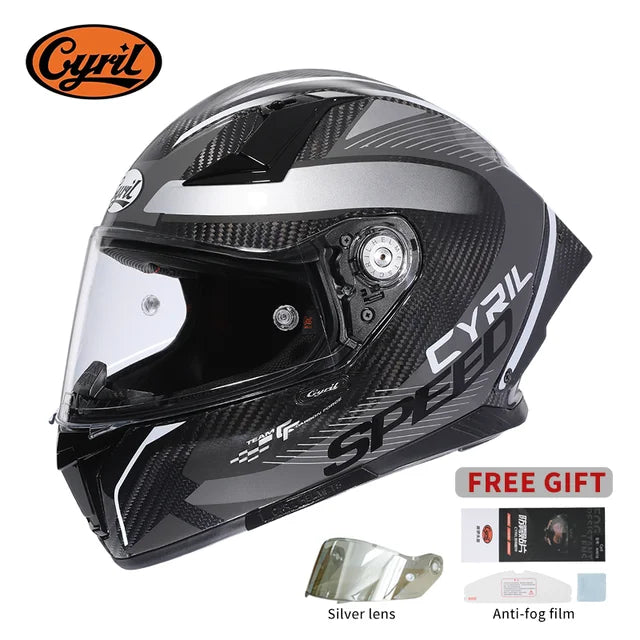 Unisex Lightweight Carbon Fiber Kevlar Full Face Motorcycle Street Bike Helmets Racing Helmet DOT ECE Approved CYRIL Casque Moto