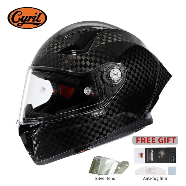 Unisex Lightweight Carbon Fiber Kevlar Full Face Motorcycle Street Bike Helmets Racing Helmet DOT ECE Approved CYRIL Casque Moto