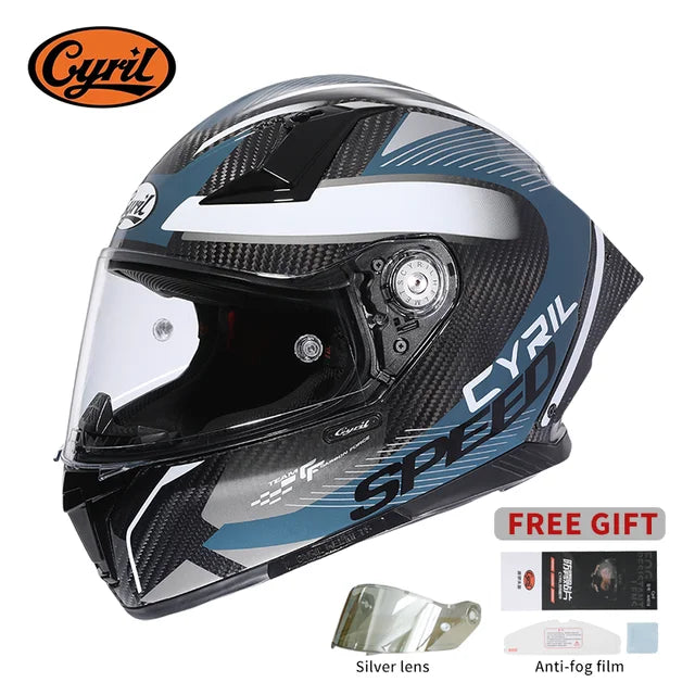 Unisex Lightweight Carbon Fiber Kevlar Full Face Motorcycle Street Bike Helmets Racing Helmet DOT ECE Approved CYRIL Casque Moto