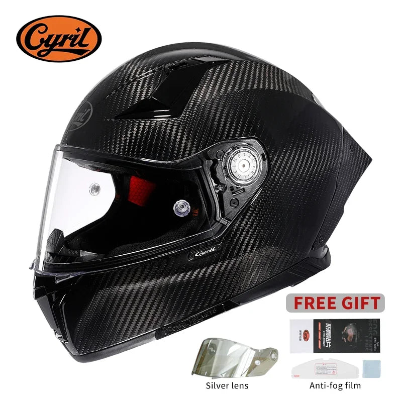 Unisex Lightweight Carbon Fiber Kevlar Full Face Motorcycle Street Bike Helmets Racing Helmet DOT ECE Approved CYRIL Casque Moto