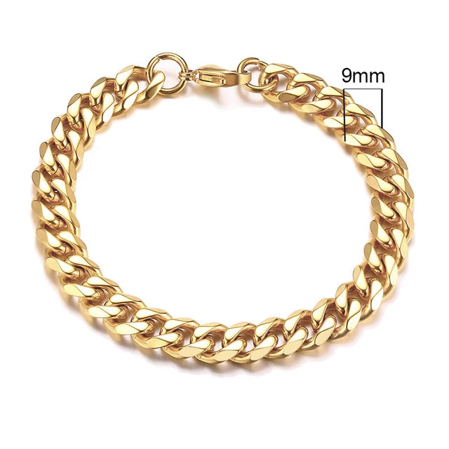 Vnox Mens Simple 3-11mm Stainless Steel Curb Cuban Link Chain Bracelets for Women Unisex Wrist Jewelry Gifts