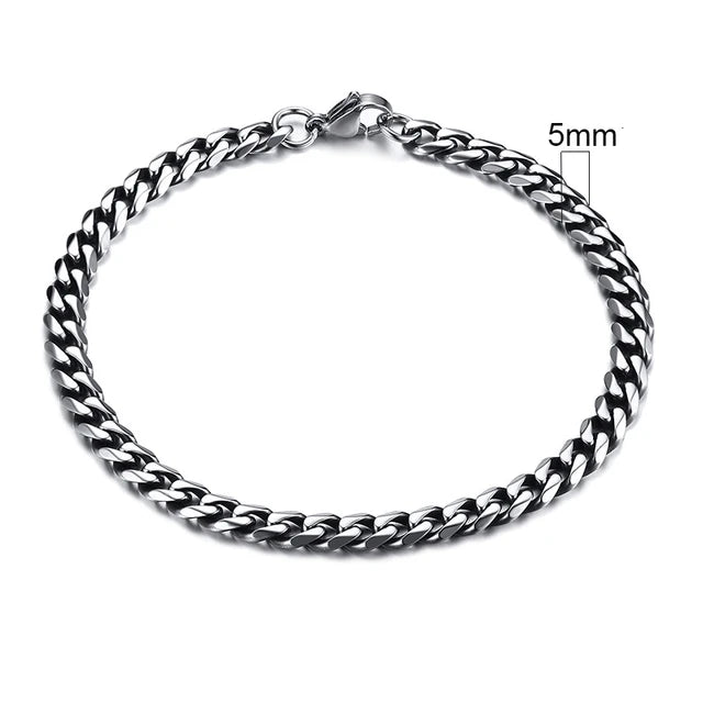 Vnox Mens Simple 3-11mm Stainless Steel Curb Cuban Link Chain Bracelets for Women Unisex Wrist Jewelry Gifts