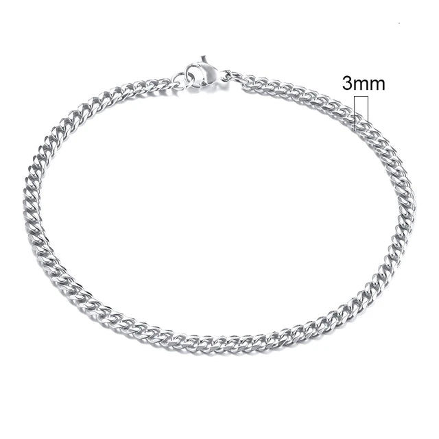 Vnox Mens Simple 3-11mm Stainless Steel Curb Cuban Link Chain Bracelets for Women Unisex Wrist Jewelry Gifts