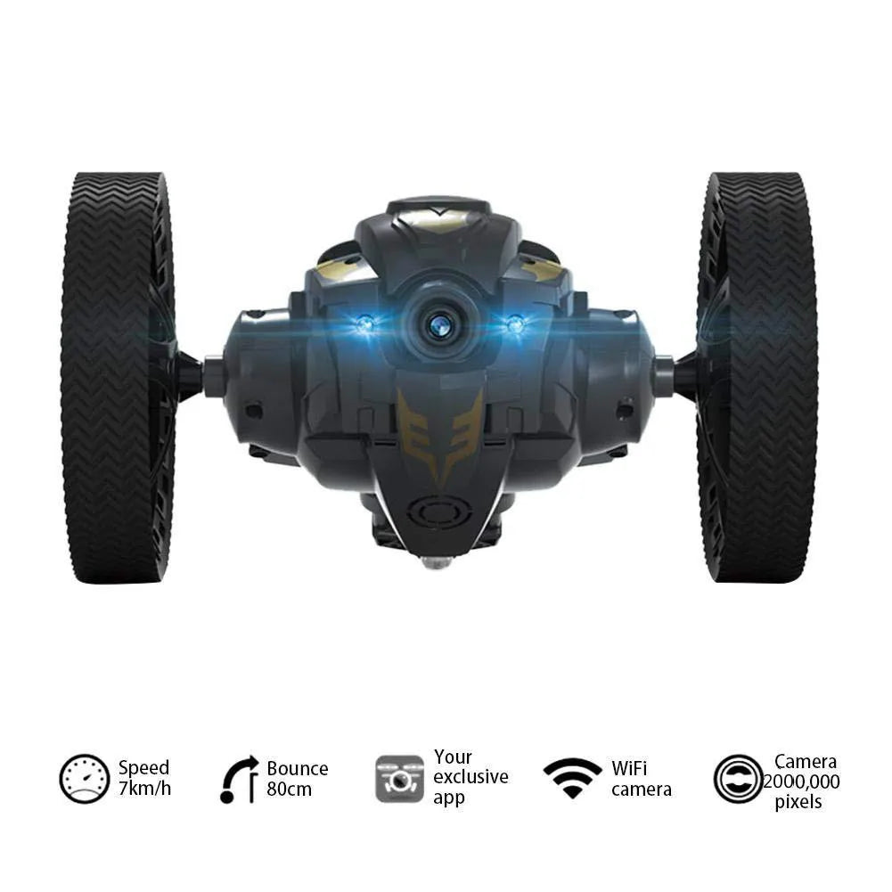 WiFi RC Stunt Bounce Racer Smart Camera Video Remote High-speed Flexible Wheel Rotation Buggy Truck Radio Control Jump Car Toys