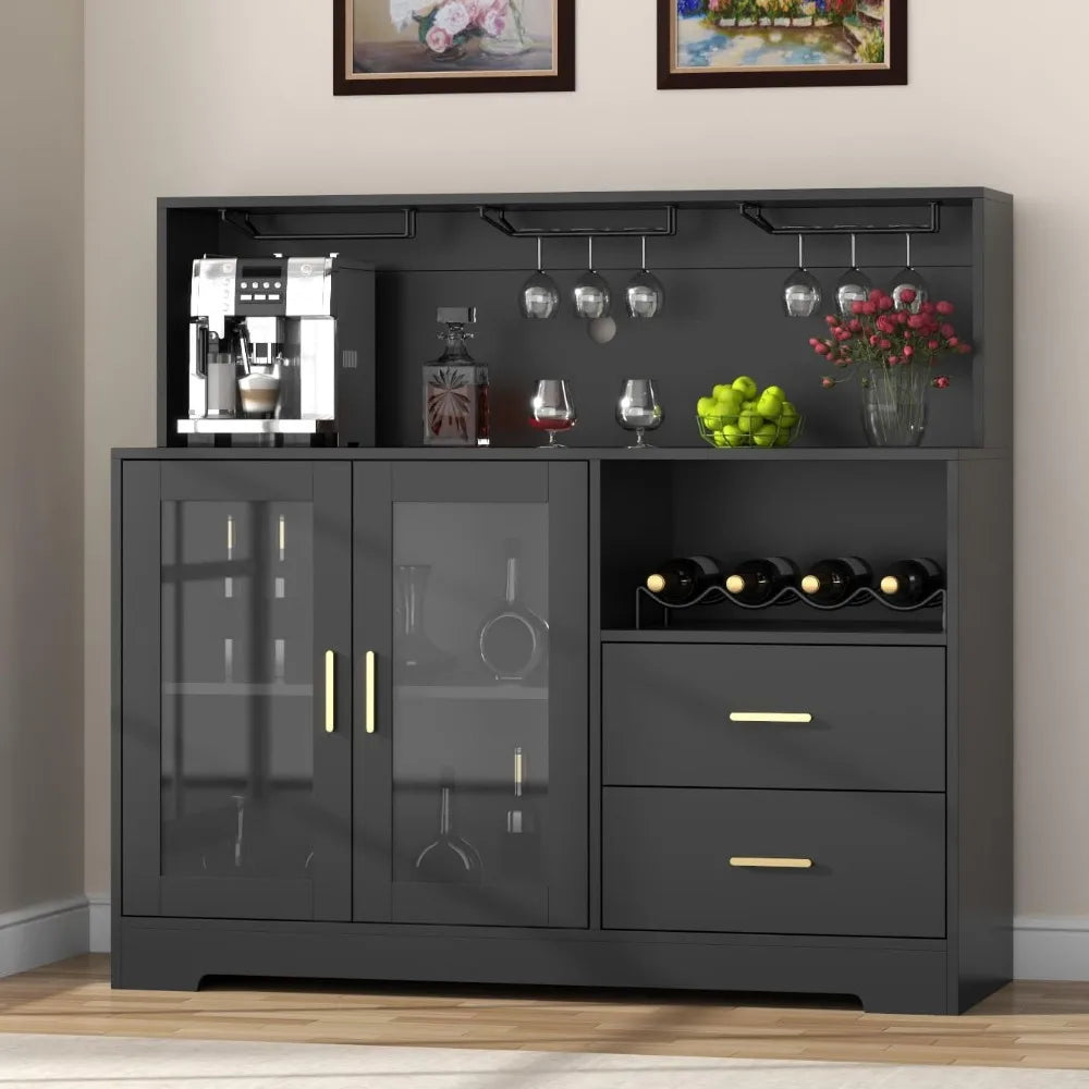 Gorgeous Wine Bar Cabinet with LED Lights and plenty of storage space! Comes in 2 different styles.