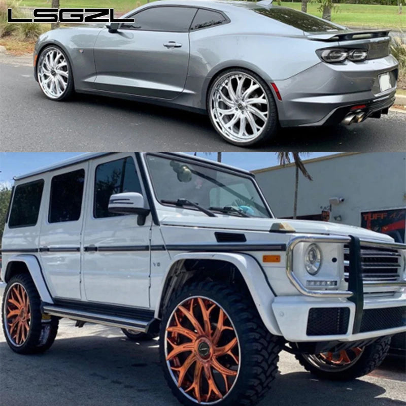 Copper or chrome 2 and 3 piece forged alloy deep concave dish 20 22 24 26 inch 5x114.3 5x112 6x130 5x130 5x120 5x127