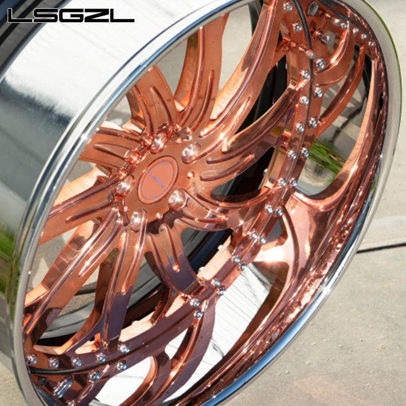 Copper or chrome 2 and 3 piece forged alloy deep concave dish 20 22 24 26 inch 5x114.3 5x112 6x130 5x130 5x120 5x127