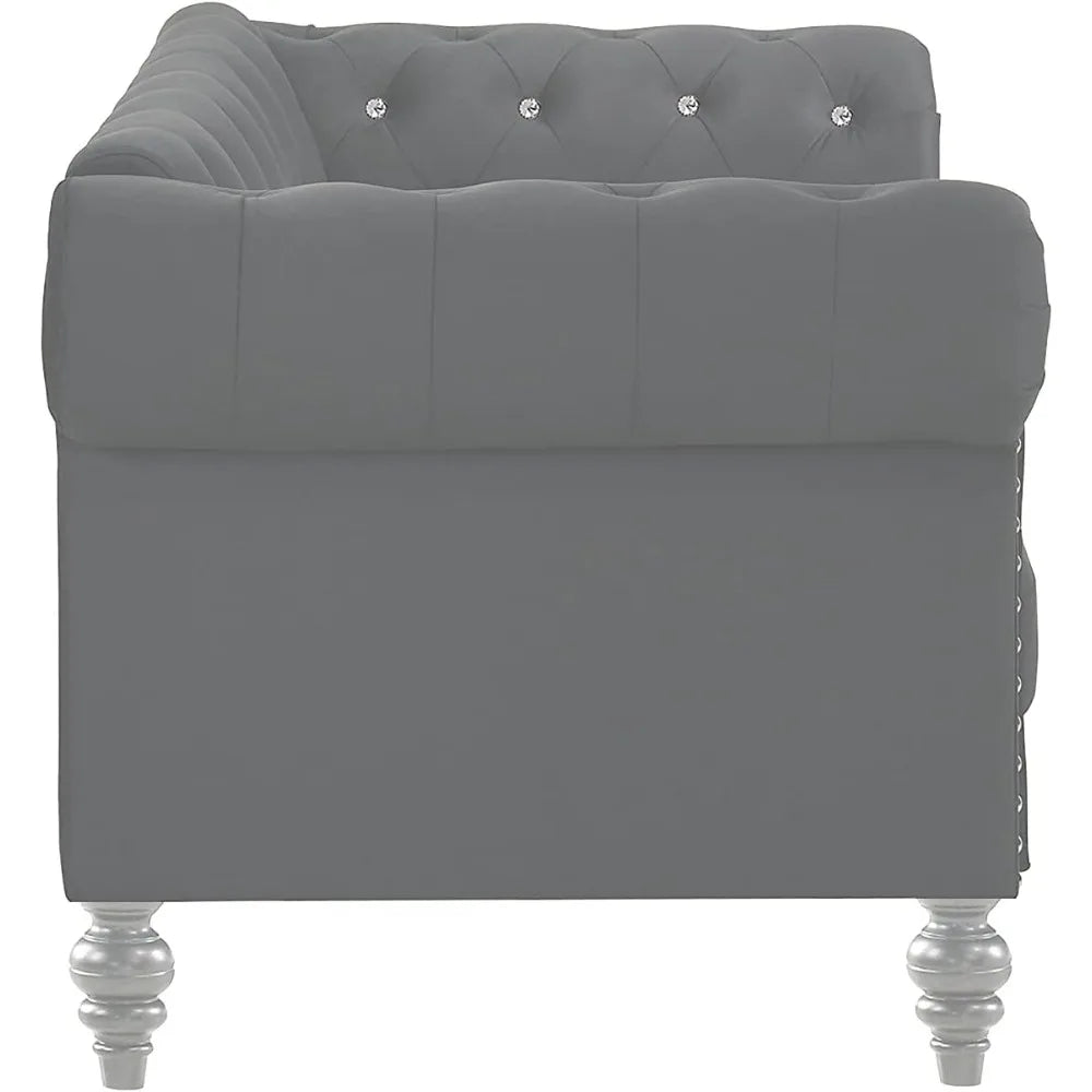 living room sofas Glam Emma Velvet Three Seater Chesterfield Style Sofa for Small Spaces with Crystal Button Tufts sofas